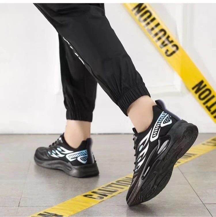 Baskets d'été pour hommes, chaussures de course respirantes en maille, à lacets, résistantes à l'usure, à plateforme, confortables, à semelle souple