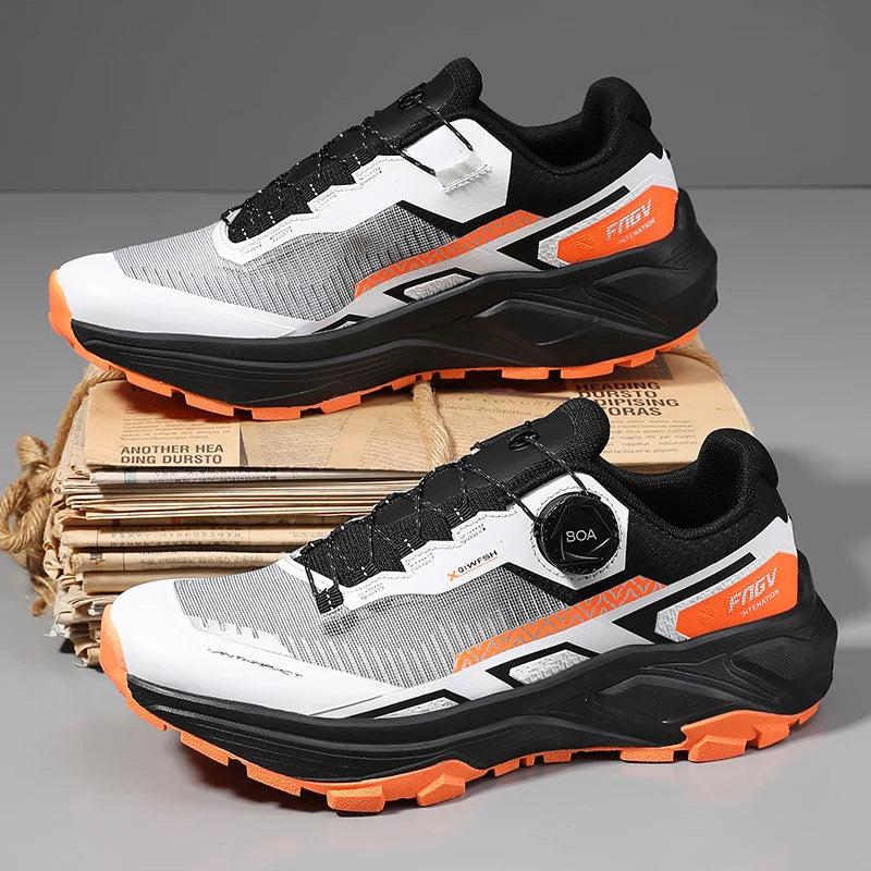 Spring & Summer Men's Running Shoes Outdoor Hiking, Wear-Resistant Trail Shoes with BOA Closure, Breathable Sports & Casual Style