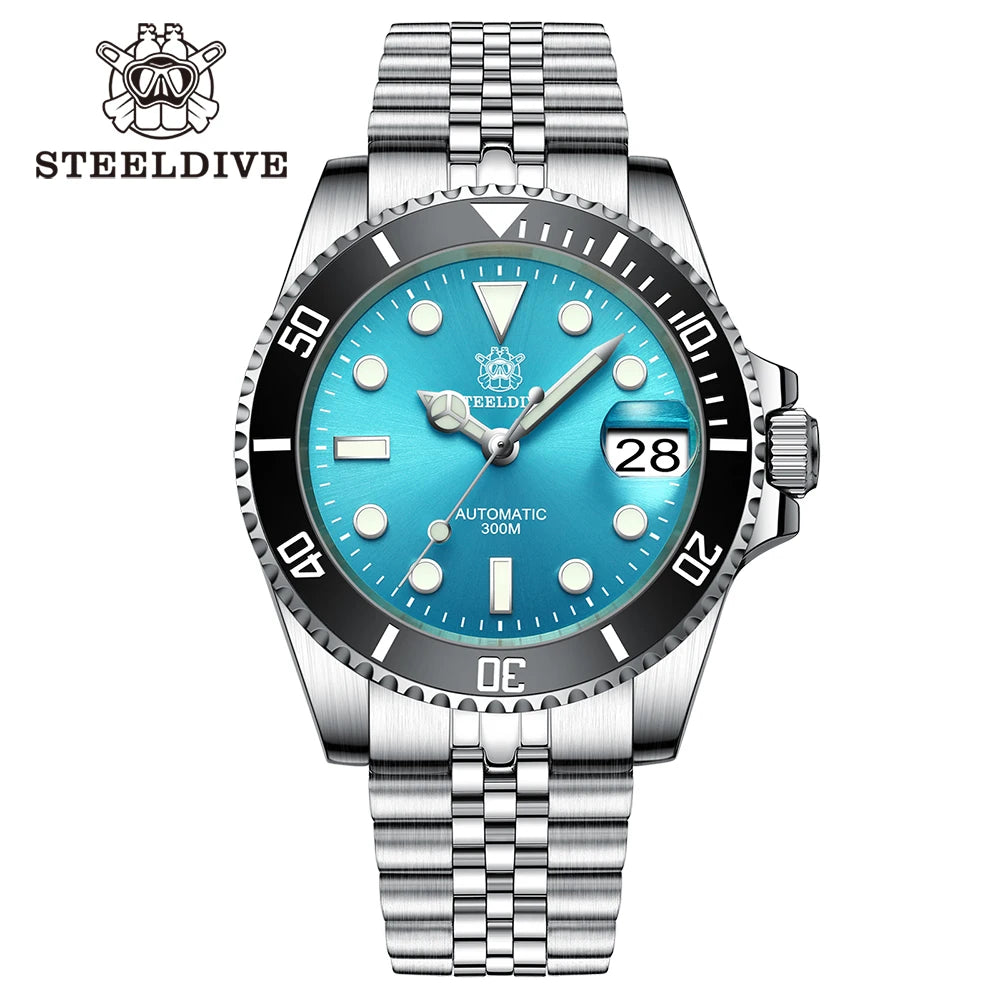 SD1953 STEELDIVE Brand Ceramic Bezel 41mm Steeldive 30ATM Water Resistant NH35 Automatic Mens Dive Watch  with Milled Clasp