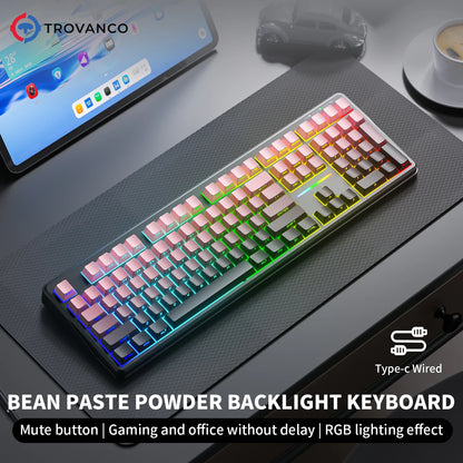 V108 Pro Bluetooth-Tastatur Büro, geräuscharm, 2.4G kabelgebunden & kabellos, vollständiges Layout mit RGB-beleuchteter Membran