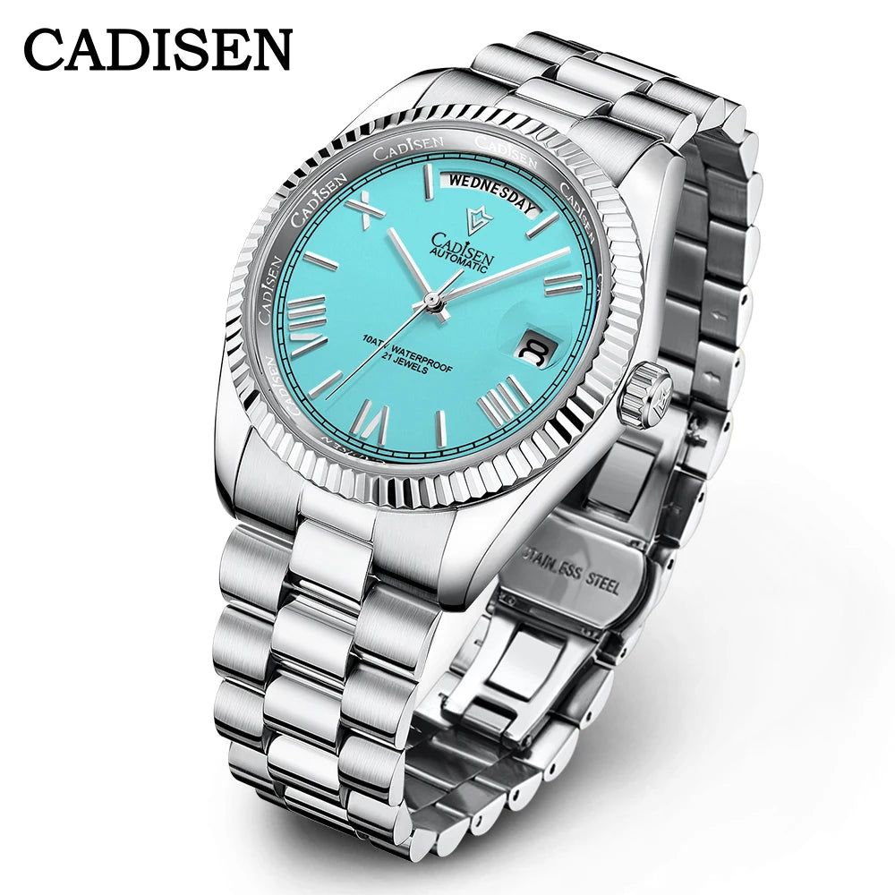 CADISEN Men's Mechanical Watches Luxury Meteorite Dial Automatic Watch For Men Week 100M Japan MIYOTA 8285 Movement Clock Man