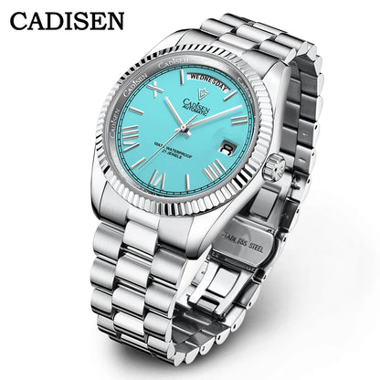 CADISEN Men's Mechanical Watches Luxury Meteorite Dial Automatic Watch For Men Week 100M Japan MIYOTA 8285 Movement Clock Man