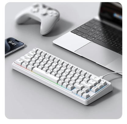 FREEWOLF M68SE Mini-Tastatur mit 68 Tasten, kabelgebunden, RGB-Hintergrundbeleuchtung, Type-C, 68-%-Layout, kompakt, für Gaming, Büro, PC und Laptop