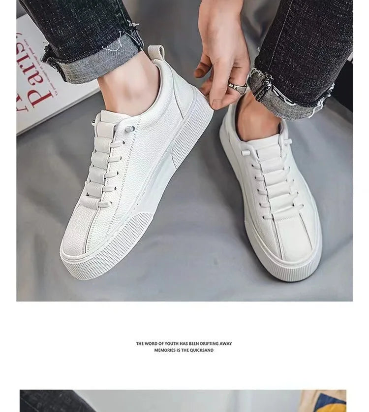 Zapatillas deportivas para hombre, calzado informal, zapatos planos para hombre, zapatillas ligeras de cuero sintético (PU), calzado transpirable, zapatillas deportivas blancas para hombre