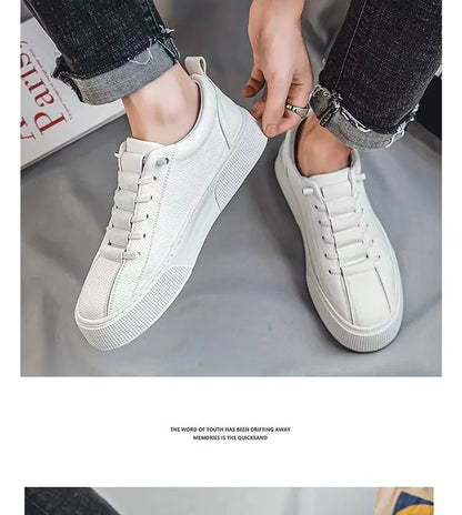 Zapatillas deportivas para hombre, calzado informal, zapatos planos para hombre, zapatillas ligeras de cuero sintético (PU), calzado transpirable, zapatillas deportivas blancas para hombre