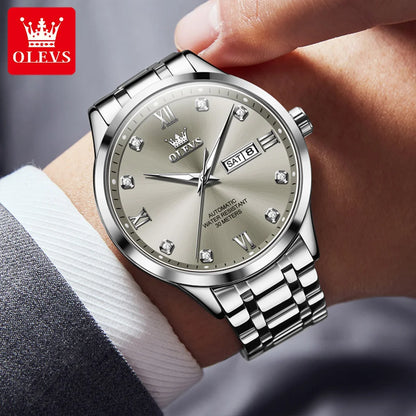 OLEVS 9946 Men’s Automatic Watch – A luxury mechanical wristwatch featuring a calendar with date display, ideal for businessmen.