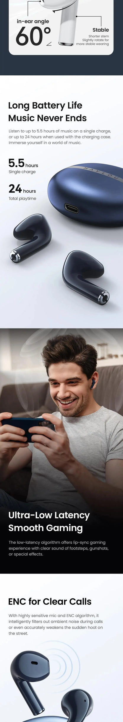 HAYLOU X1 2023 TWS Bluetooth 5.3 Earphone 24H Battery Life Wireless Headphone APP Control  Sports earphones IPX4 Waterproof Earb