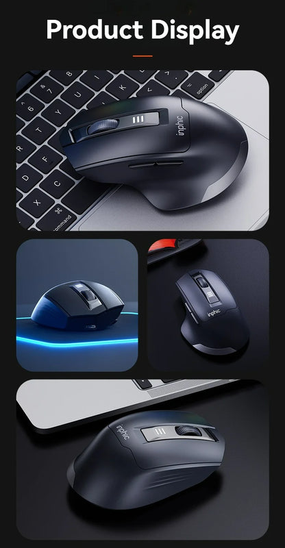 Inphic M9 Wireless Mouse 2.4G USB Receiver Rechargeable Type-C Mute Button Power Visualization Ergonomic Office Universal Mouse