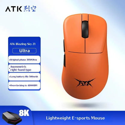ATK Z1 Pro Max Ultra безжична геймърска мишка с персонализирани крачета, PAW3950, Ultra Smart Speed Wireless, 8k честота на отчитане, 0.39ms ниска латентност