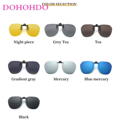 Men Fashion Clip On Polarized Sunglasses Lens Women Driver Flash Mirror Lens Sun Clips Glasses Cover Night Vision Eyewear UV400