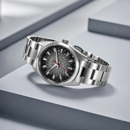 BERNY men’s watch – Quartz watch, sapphire crystal, luminescent hands, water-resistant to 10 ATM, made entirely of stainless steel – Elegant and casual style, ideal for everyday wear or professional occasions