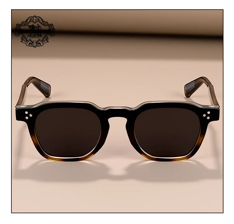 Classics Rivets Style Retro Sun Glasses for Women TR90 Frame Polygon Polarized Sunglasses UV400 Male Black Green 2025 Summer