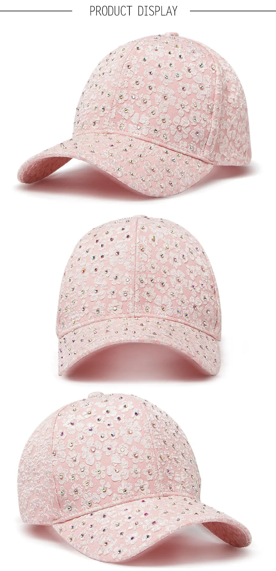 CNTANG vasarinės moteriškos beisbolo kepurės su dirbtiniais deimantais, gėlių siuvinėjimais, moteriškos „snapback“ stiliaus mados dizainerių saulės kepurės, hip-hopo stiliaus Y2K kepurės