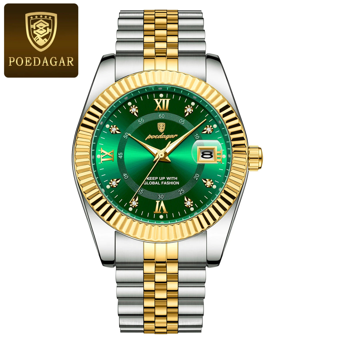 Reloj para hombre POEDAGAR: modelo de lujo, resistente al agua, de acero inoxidable, con pantalla luminiscente, estilo militar, función de fecha, mecanismo de cuarzo, ideal para el trabajo o para ocasiones profesionales.