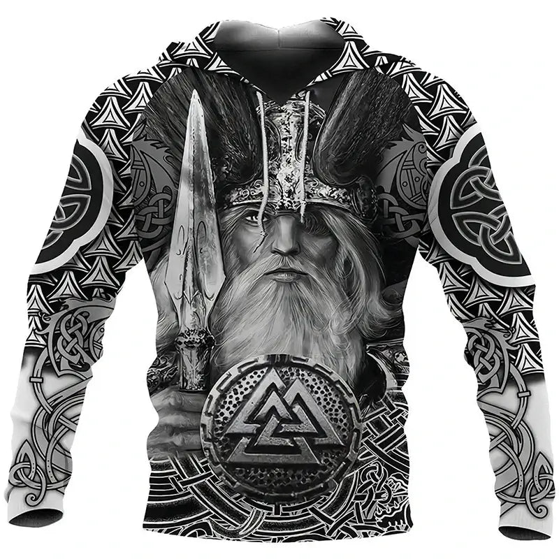 2024 Mens Hoodies Eagle Tattoo Pattern Vikings 3D Printed Fashion Casual Harajuku Hip Hop Autumn And Winter Oversized Sudaderas, Produit gaming premium Fraquane, produits de luxe, nouvelle génération, équipement gamer