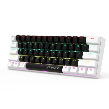 60% Compact Wired Mechanical Keyboard 61 Keys RGB Backlight Red Switch Ergonomic Small Portable for Office Computer Windows Tabl