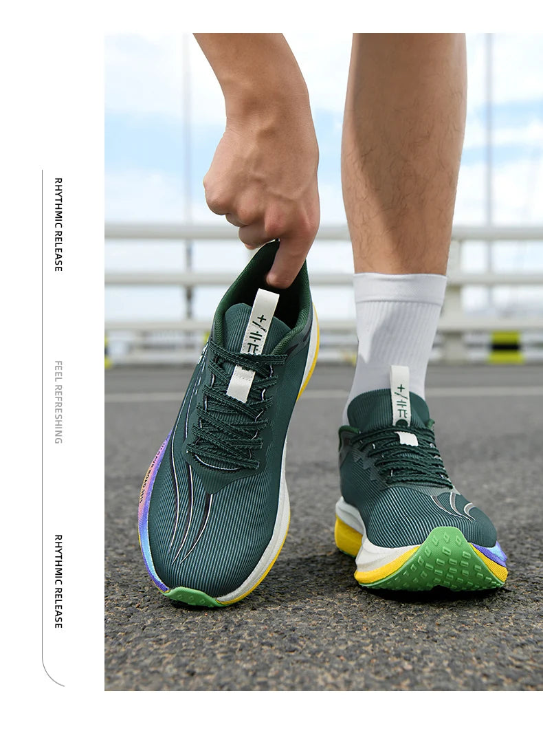 Men  Running Shoes Carbon Board Speciality Marathon Sports Breathable Lightweight Women's Comfortable Athletic Nonskid Sneakers