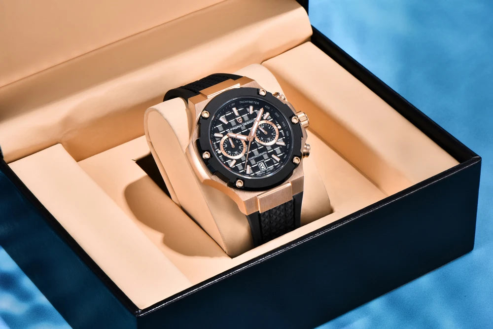 PAGANI DESIGN men’s quartz watches – Luxury sports chronograph, water-resistant, featuring luminescent hands and a sapphire crystal with anti-reflective coating