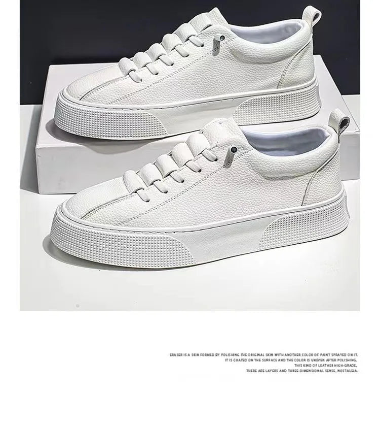 Zapatillas deportivas para hombre, calzado informal, zapatos planos para hombre, zapatillas ligeras de cuero sintético (PU), calzado transpirable, zapatillas deportivas blancas para hombre