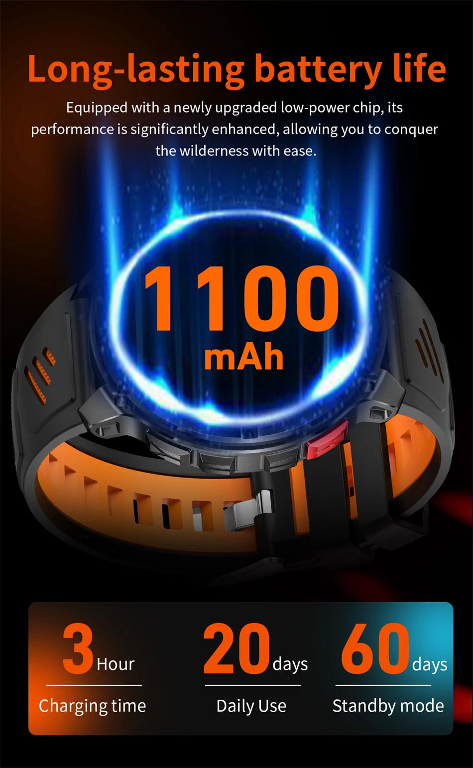 New Original 1100mAh Battery Men Smart Watch Outdoor GPS 10ATM Waterproof Bluetooth Call Sport Smartwatch For Android IOS Phones