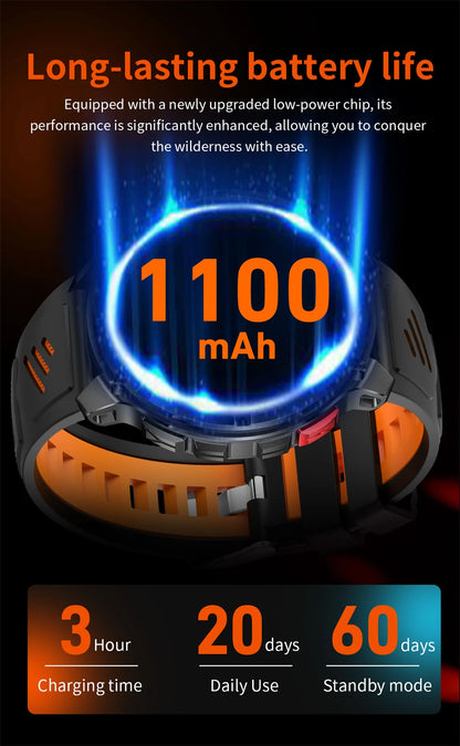 New Original 1100mAh Battery Men Smart Watch Outdoor GPS 10ATM Waterproof Bluetooth Call Sport Smartwatch For Android IOS Phones