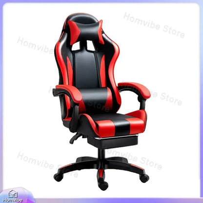 Chaise de jeu ergonomique avec support lombaire et appui-tête, hauteur réglable, style racing, pour la maison, le bureau et l'e-sport