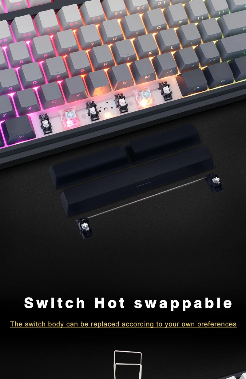 Teclado Mecânico Sem Fios SKYLOONG GK104 Pro 100% Personalizado com Switch Hot-Swap de Baixo Ruído para PC Gaming e Acessórios de Escritório