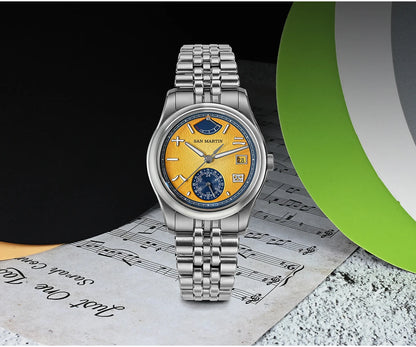 San Martin 39mm Miyota 9132 Power Reserve Display Men Luxury Sport Watch Automatic Mechanical Waterproof Original Design SN0144