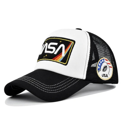 Wysokiej jakości czapka baseballowa 3D z haftem NASA, letnia czapka z siateczki w stylu color block, męska i damska czapka typu duckbill do noszenia na co dzień na świeżym powietrzu