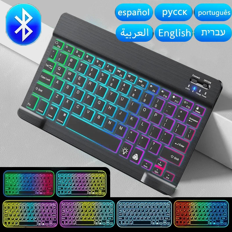Mini tastiera Bluetooth RGB, tastiera wireless da 10 inch retroilluminata con touchpad, per iOS, Android, Windows e iPad