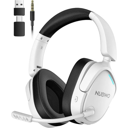 Casque de jeu sans fil NUBWO, double connexion 2.4G et Bluetooth simultanée, micro anti-bruit, confortable et pliable