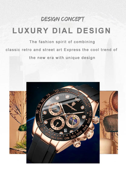 POEDAGAR Fashion High Quality Luxury Men Wristwatch Waterproof Luminous Chronograph Date Quartz Men's Watch Outdoor Man Watches