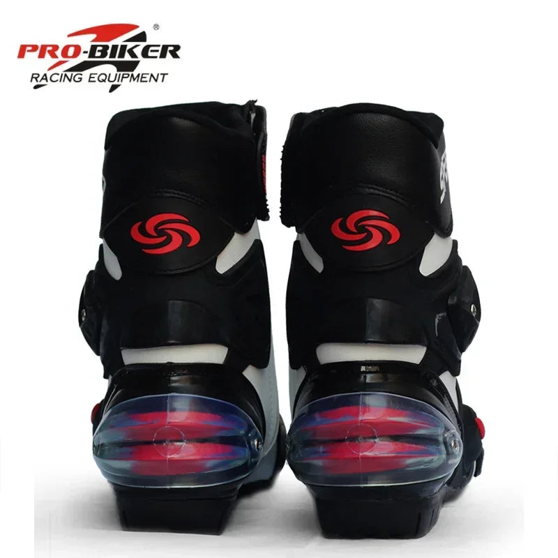 Pro-Biker Premium Motorcycle Racing Shoes for Men & Women - Leather Racing Boots for Speed Biking, Motocross & Off-Road Riding