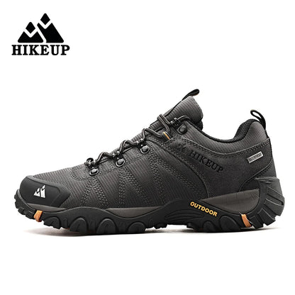 HIKEUP fire-sæsons vandresko til mænd, udendørssport, ægte læder, slidstærke klatresko, gummisål, trekking-sneaker