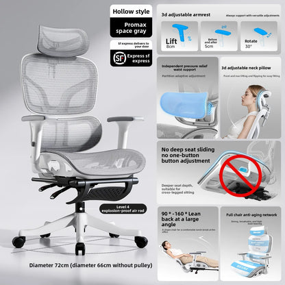 Ergonomic Office Chair Comfortable  Long Sitting Home Gaming Computer Recliner Nap Chair Adjustable Height Lumbar Support Swivel