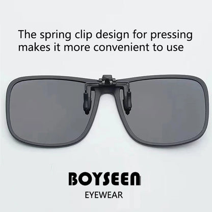 BOYSEEN Polarized Flip Clip Sunglasses Driving Dark UV400 Photochromic Anti Glare Lens Sun Glasses Car Driver Vintage Square