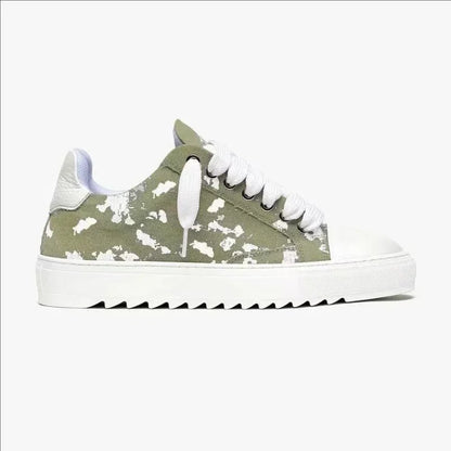 Baskets en toile peinte de style britannique, marque de luxe, pour hommes et femmes, motif à pois, chaussures de sport tendance pour tous les jours.