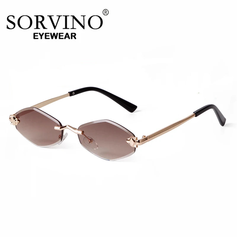 SORVINO 2024 Women Luxury Brand Designer Sunglasses New Polygonal Small Rimless Rhombus Sun Glasses Female Retro Eyewear