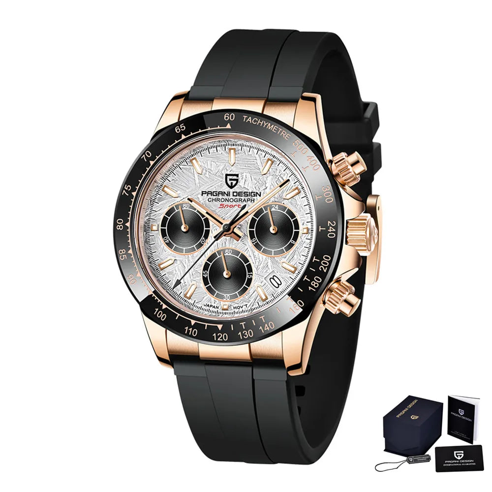 Nuevo original PAGANI DESIGN PD-1664 reloj de pulsera de lujo para hombre con movimiento de cuarzo japonés VK63, cristal de zafiro, cronógrafo impermeable dorado