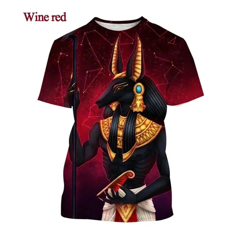T-Shirts mit dem Sensenmann Anubis – 3D-gedrucktes T-Shirt mit altägyptischem Gott – Auge Ägyptens – Pharao – Harajuku-Mode – Kurzarm-T-Shirt