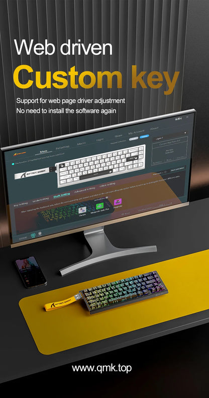 X68HE ATTACK SHARK Magnetic Gaming Keyboard Mechanical Wired for Pro Gaming 0.01mm Rapid Trigger 8000Hz SOCD/Rs 0.125ms 128K Rate