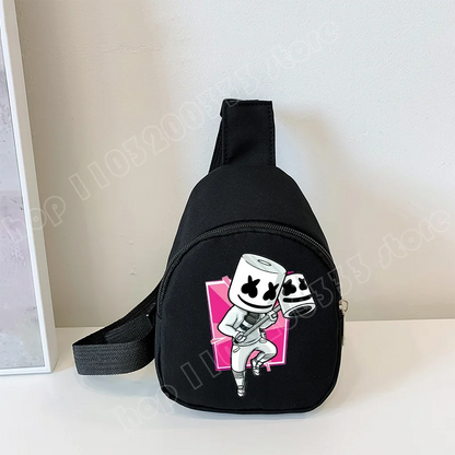 Fortnite Crossbody Bag Game Printed Kids Mini Chest Bag Classic Black Shoulder Bag Wallet Suitable for School Outdoor Activities