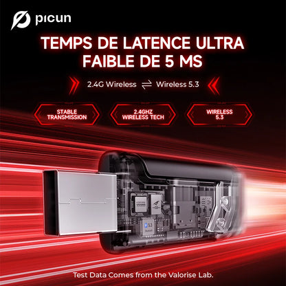 Auscultadores Gaming Sem Fios Picun G2 Bluetooth 5.3 – Som Surround 7.1, Microfone ENC, Bateria de 100H, Auscultadores de Baixa Latência para PC, PS5, PS4, Switch e Mobile