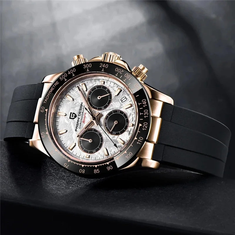 Nuevo original PAGANI DESIGN PD-1664 reloj de pulsera de lujo para hombre con movimiento de cuarzo japonés VK63, cristal de zafiro, cronógrafo impermeable dorado
