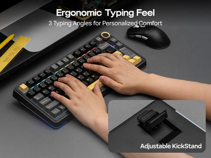 EPOMAKER X AULA EA75 MAX 75% ANSI-US-Layout Hot-Swap-Gasket kabelgebundene/BT/2.4GHz kabellose mechanische Tastatur mit Display & Drehregler