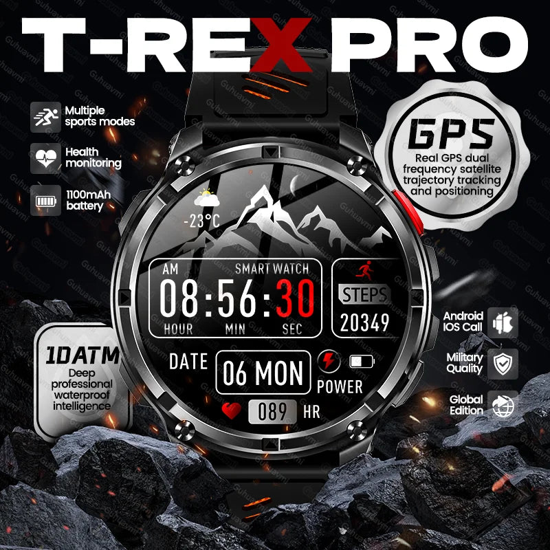 New Original 1100mAh Battery Men Smart Watch Outdoor GPS 10ATM Waterproof Bluetooth Call Sport Smartwatch For Android IOS Phones