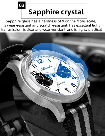 Relógio Masculino ADDIESDIVE 2025 New Panda Eye Retro Luxo VK64 Quartz, Cronógrafo Desportivo, 100M Impermeável, Luminoso