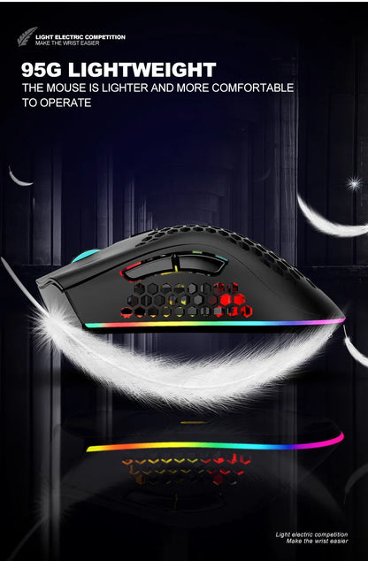 BM600 Rechargeable USB 2.4G Wireless RGB Light Honeycomb Gaming Mouse Desktop PC Computers Notebook Laptop Mice Mause Gamer