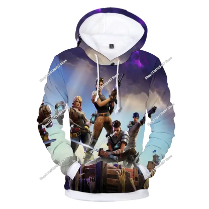 Hoodie Anime Fortnite Infantil, Sweatshirt Masculina Streetwear Hip-Hop Desportiva, Casual, Corte Largo, Moda Outdoor