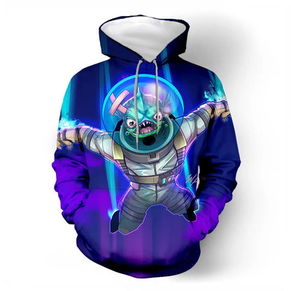 Fortnite 2024 Kinder-Sweatshirt mit digitalem 3D-Druck, Hoodie als Pullover-Jacke für Herren und Damen, langärmelig, Kindergeschenk